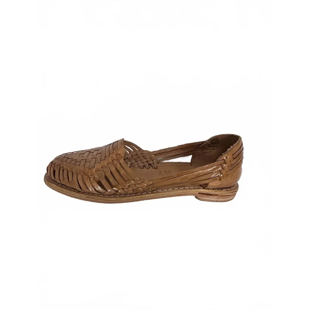 Huarache 100%‎ leather Tan Mexico made sandal size 9 EUC